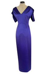 Rare Fall 2011 Christian Dior by John Galliano Purple Silk Satin Open Back Dress