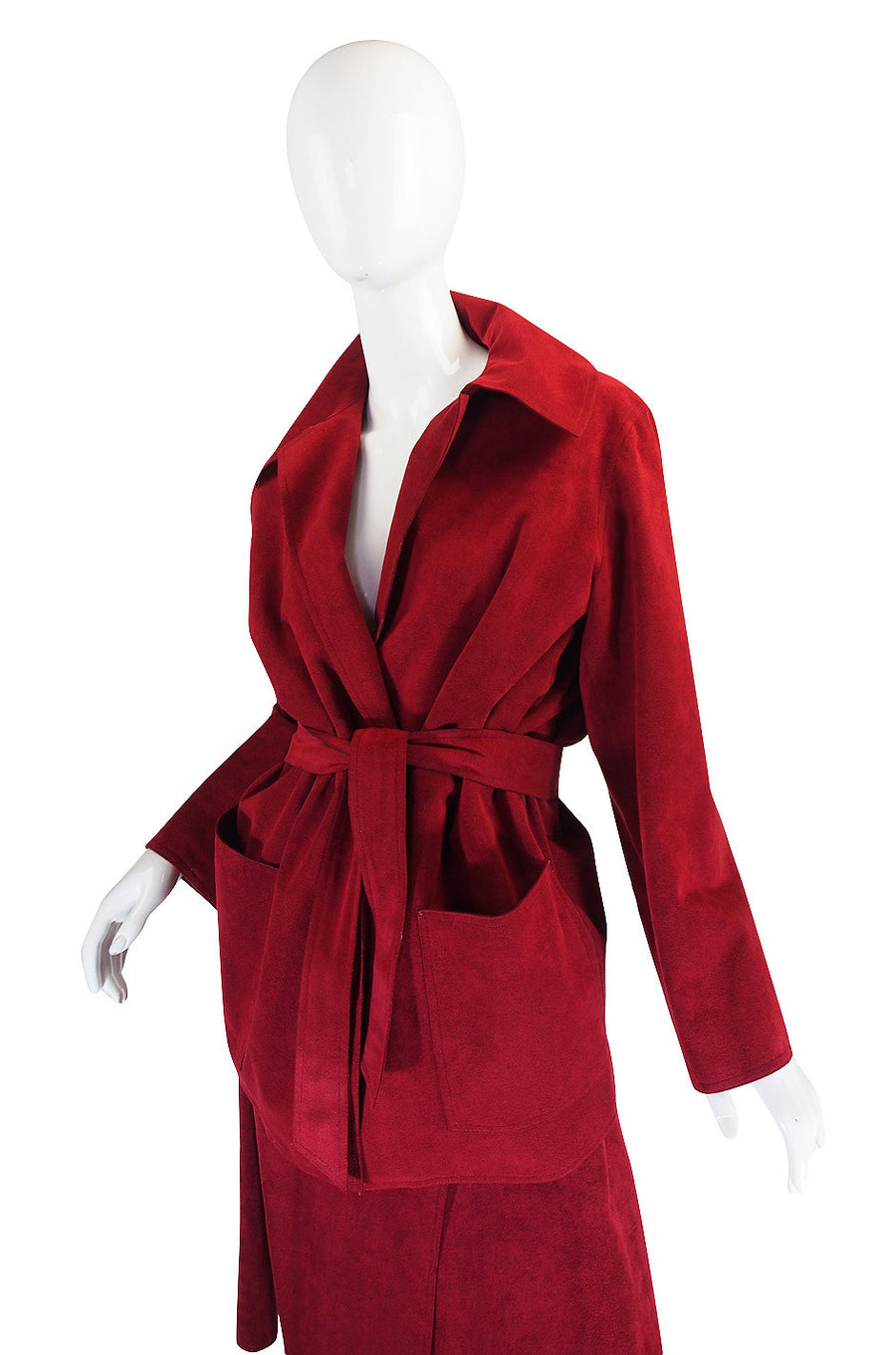Custom Larger 1972 Red Ultrasuede Halston Suit – Shrimpton Couture