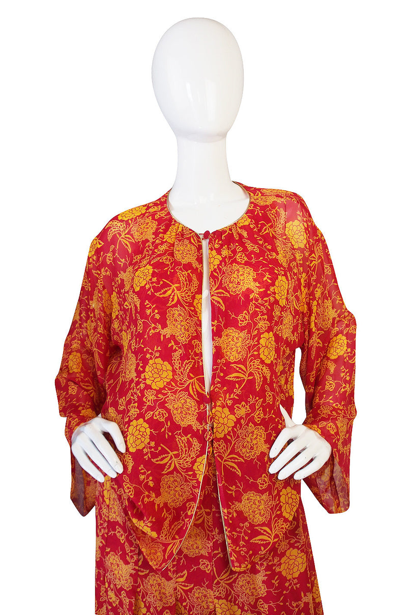 Documented 1976 Christian Dior Silk Chiffon Dress Set