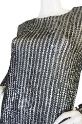 1970s Heavily Sequin & Bead and Silk Pewter Top