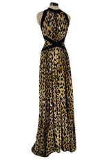 Fall 2014 Balmain by Olivier Rousteing Leopard Print Silk Jersey Dress w Low Back