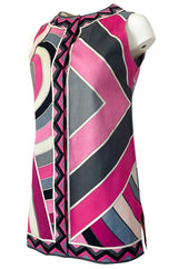 1960s Emilio Pucci Pink Geometric Print Cotton Cover Up or Mini Dress