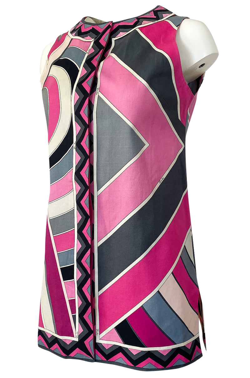 EMILIO PUCCI Geometric Pattern 3/4 Sleeves Rayon T Shirt Pink I38