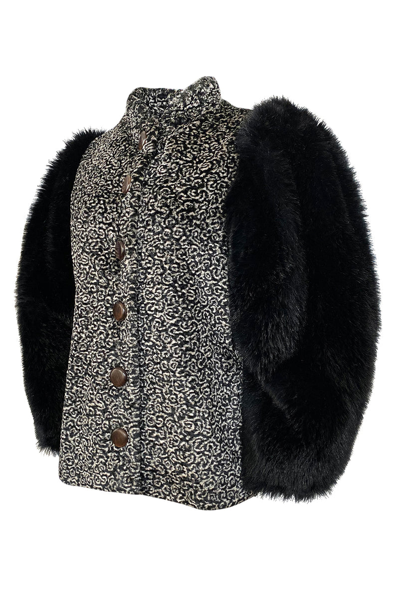 Fall 1992 Yves Saint Laurent Incredible Huge Sleeves Faux Fur Jacket