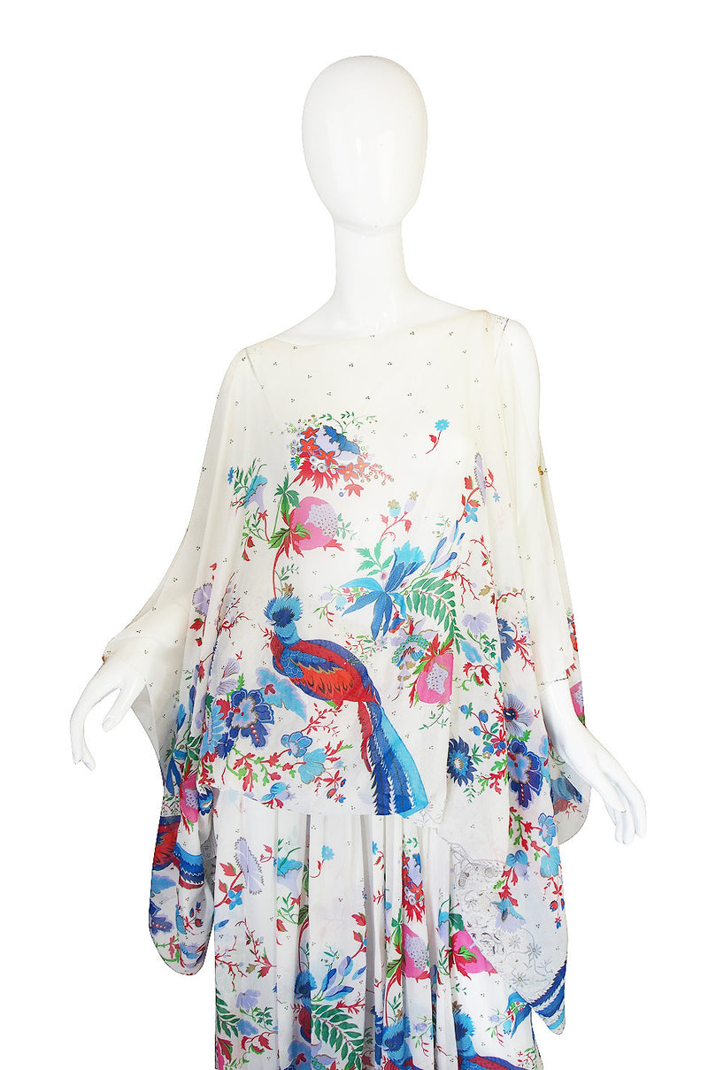 1970s Oscar de la Renta Attr Silk Chiffon Maxi Dress