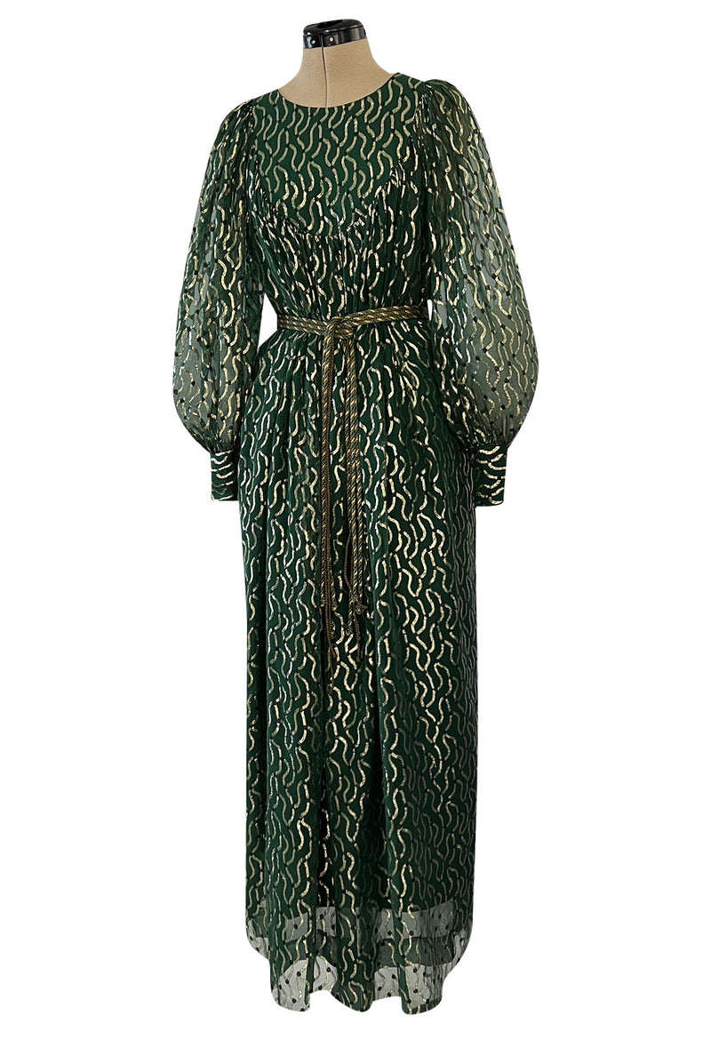 Extraordinary 1970s Christian Dior by Marc Bohan Gold Metallic Green S Shrimpton Couture Extraordinary 1970s Christian Dior by Marc Bohan Gold Metallic Green S Shrimpton Couture