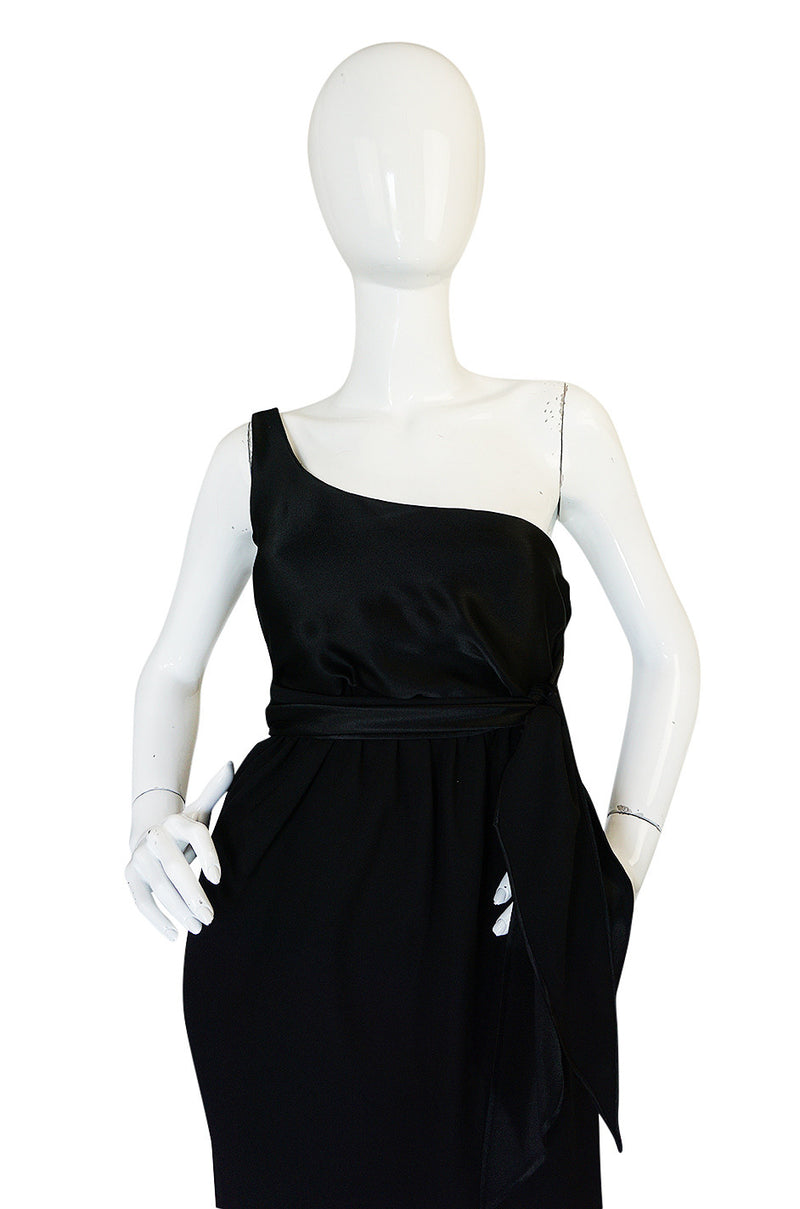Documented Spring 1983 Halston Black One Shoulder Wrap Dress ...