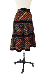 1970s Yves Saint Laurent Plaid Challis Skirt