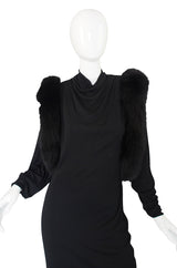 1980s Lillie Rubin Fur Shoulder Gown