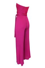 1970s Scott Barrie Multi Wrap Bodice Pink Silk Jersey Jumpsuit
