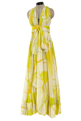 Beautiful 1973 Christian Dior by Marc Bohan Printed Silk Chiffon Dress