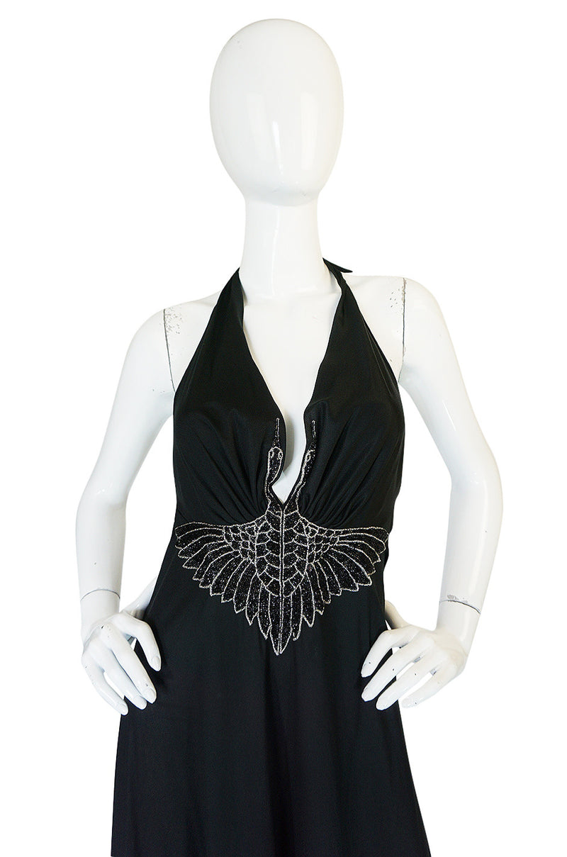 Museum Held 1971 John Kloss Beaded "Black Swan" Dress