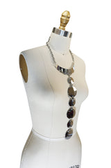 1970s Massive Space Age Silver Disc Pendant Necklace