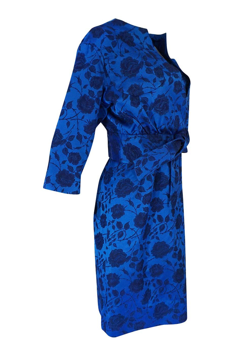 Rare 1950s Lanvin Castillo Demi-Couture Blue Silk Dress & Jacket ...