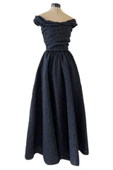 Runway Fall 2019 Christian Dior by Maria Grazia Chiuri Deep Blue & Black Off Shoulder Dress