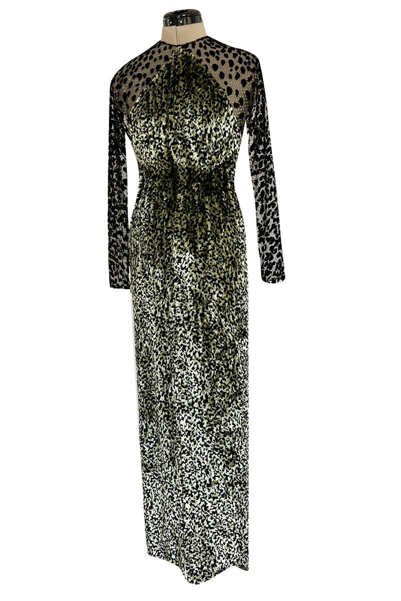 1994 Geoffrey Beene Leopard Print Chenille & Metallic Netting Dress