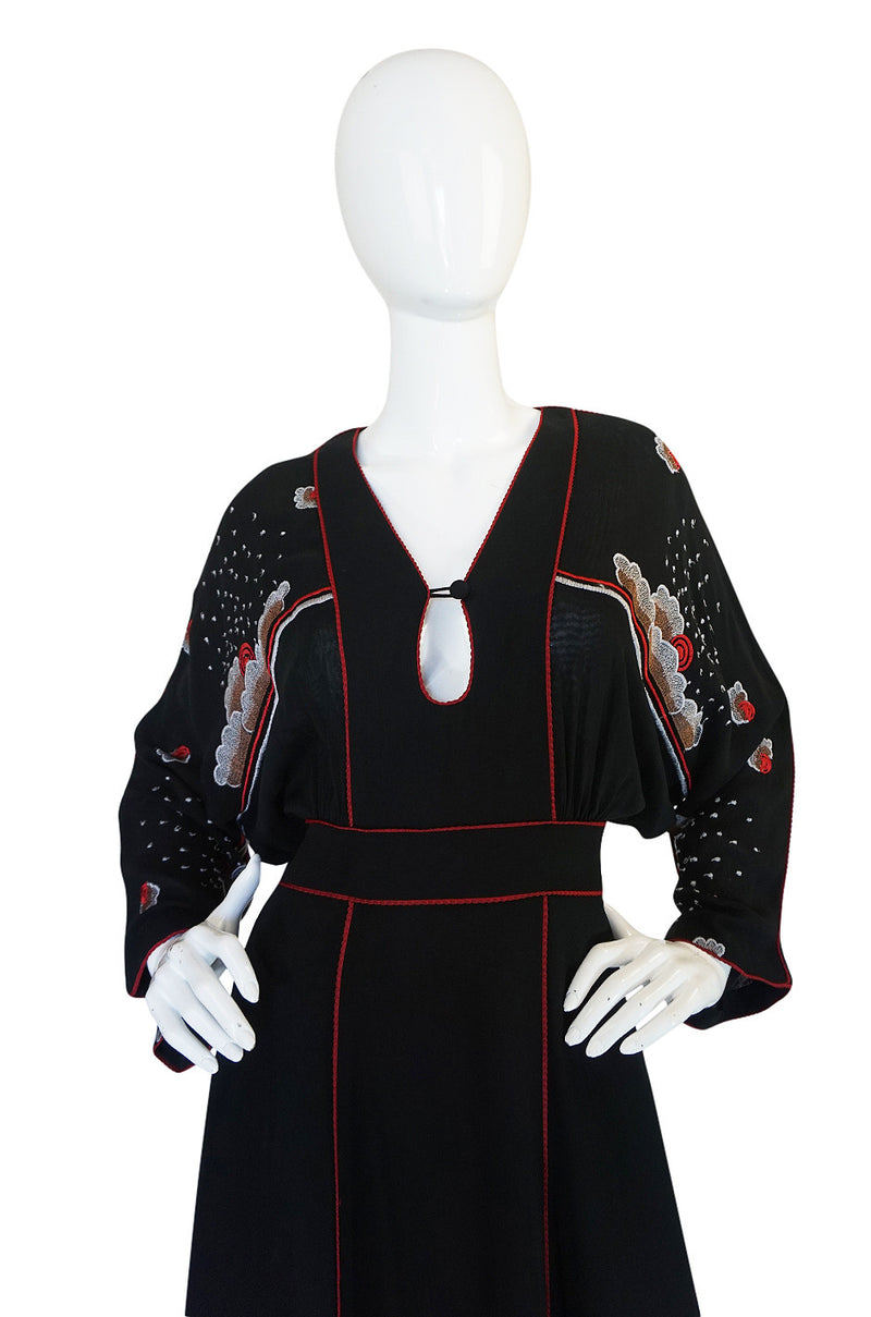 1970-74 Janice Wainwright Extensively Embroidered Caftan Dress