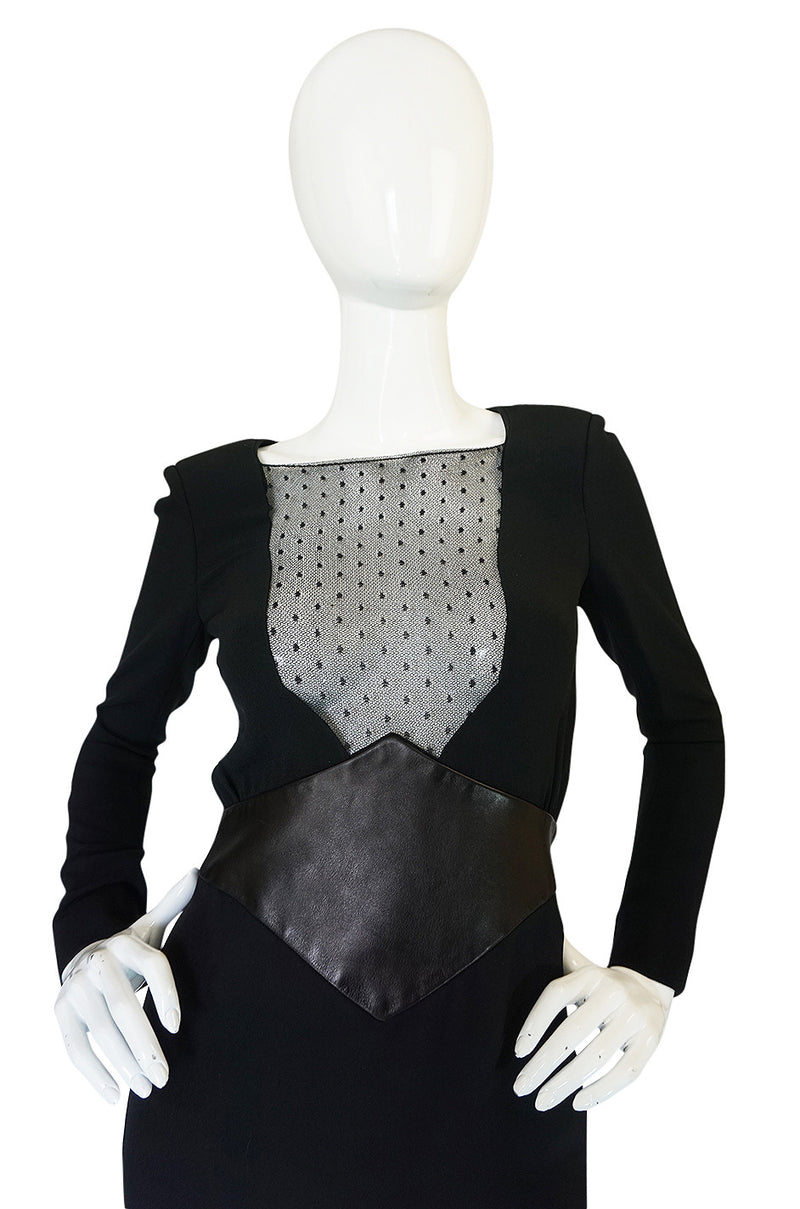 c2014 Hedi Slimane for Saint Laurent Lace & Leather Dress