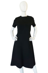 1960s Little Black Shift Dress with Curved Seams