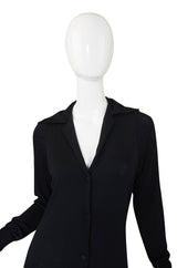 1972 Black Silk Jersey Halston Shirt Dress