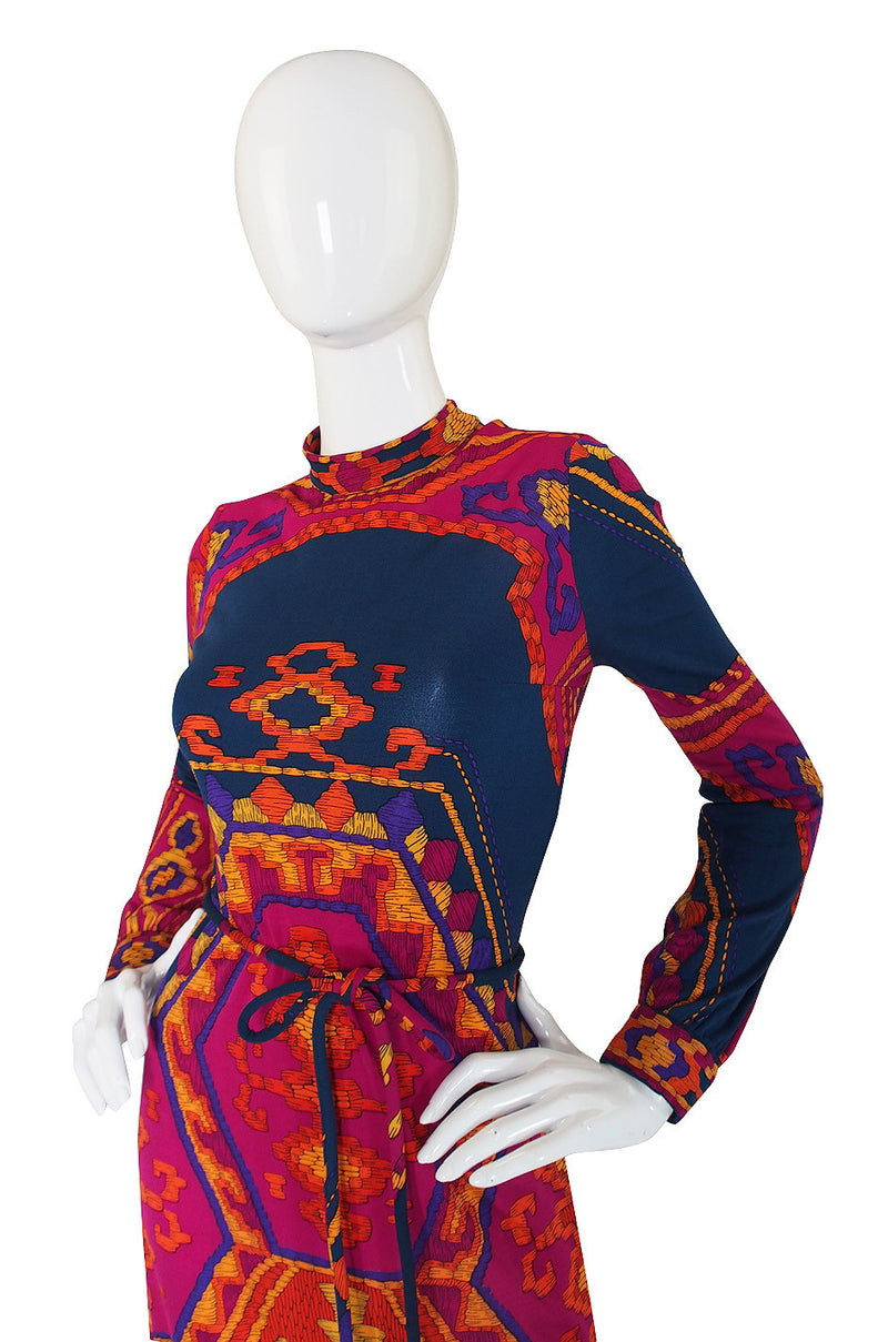 1970s Beautiful Printed Jersey Leonard Dress