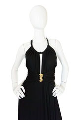 Recent Roberto Cavalli Plunging Black Silk Jersey Dress