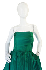 1980s Numbered Lanvin Brilliant Green & Blue Silk Dress