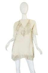 Exceptional 1960s Fringe Cream Deerskin Mini Dress