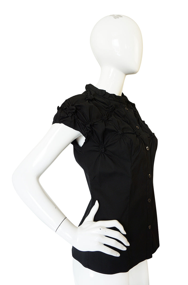 c2007 Prada Black Gathered "Knot" Black Top