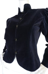 1970s Yves Saint Laurent Deep Blue Velvet Fitted Jacket