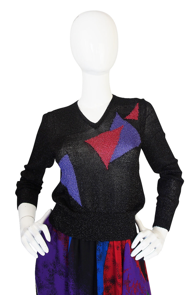 Incredible 1970s Hanae Mori Silk Chiffon Skirt & Knit Top