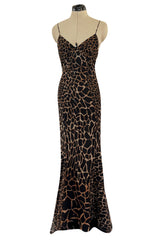 Recent Roberto Cavalli Bias Cut Leopard Print Chiffon Full Length Halter Dress