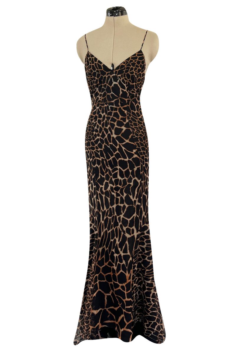 Recent Roberto Cavalli Bias Cut Leopard Print Chiffon Full Length Halt Shrimpton Couture Recent Roberto Cavalli Bias Cut Leopard Print Chiffon Full Length Halt Shrimpton Couture