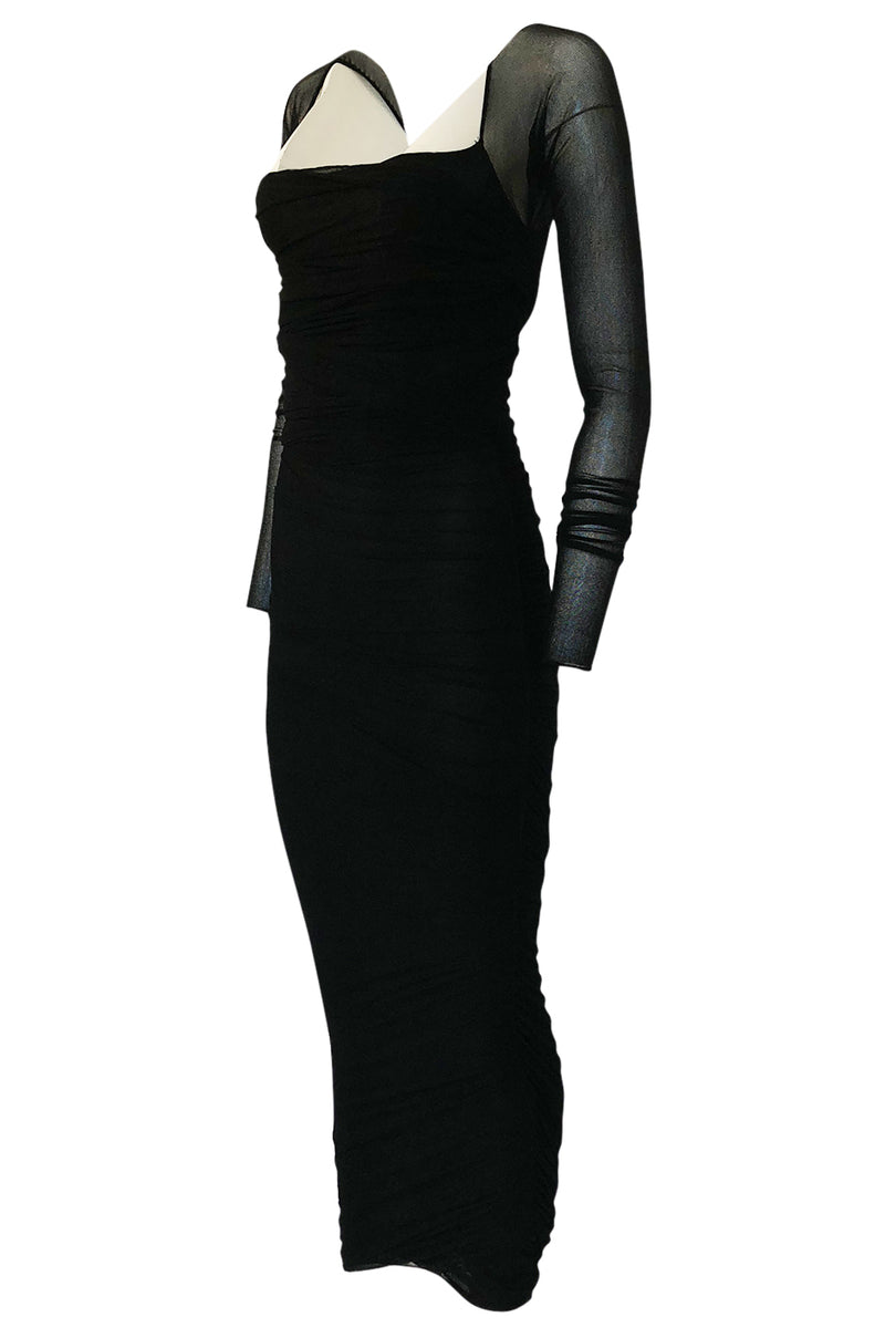c.1990 Giorgio di Sant Angelo Black Stretch Net Multi Length Dress