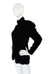 c1975 Thea Porter Couture Black Silk Velvet 'Chazara' Jacket