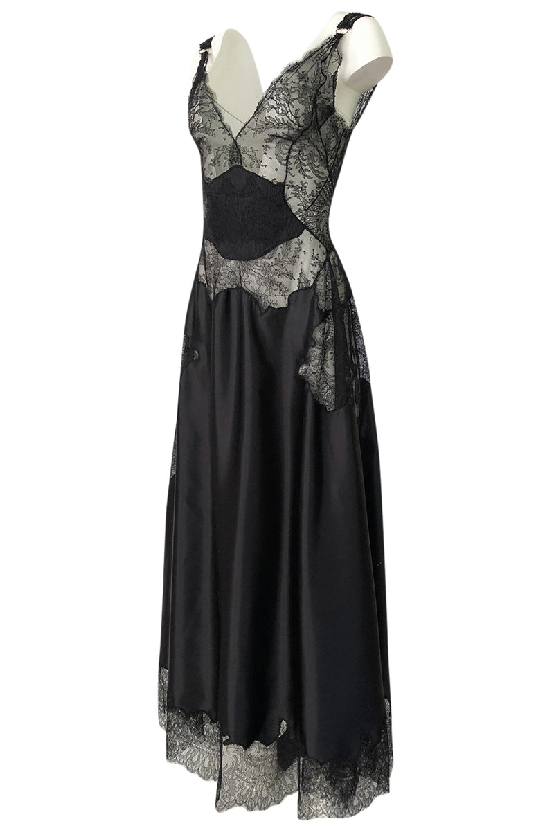 Pre-Fall 2015 Ricardo Tisci for Givenchy Black Silk Satin & Lace Dress
