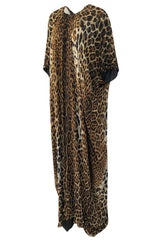 Spring 2002 Tom Ford For Yves Saint Laurent Leopard Bias Cut Silk Caftan Dress