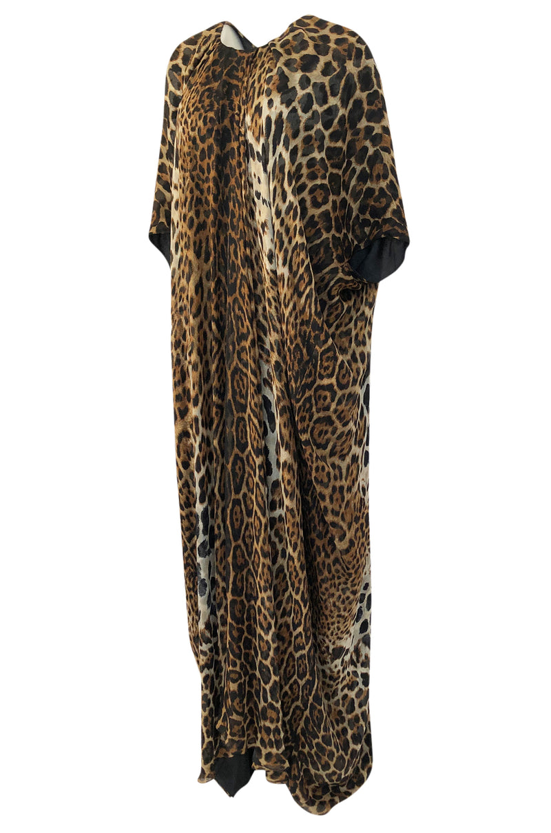 Spring 2002 Tom Ford For Yves Saint Laurent Leopard Bias Cut Silk Caftan Dress