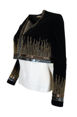 c.1960-63 Jean Patou Beaded & Sequin Black Velvet Jacket