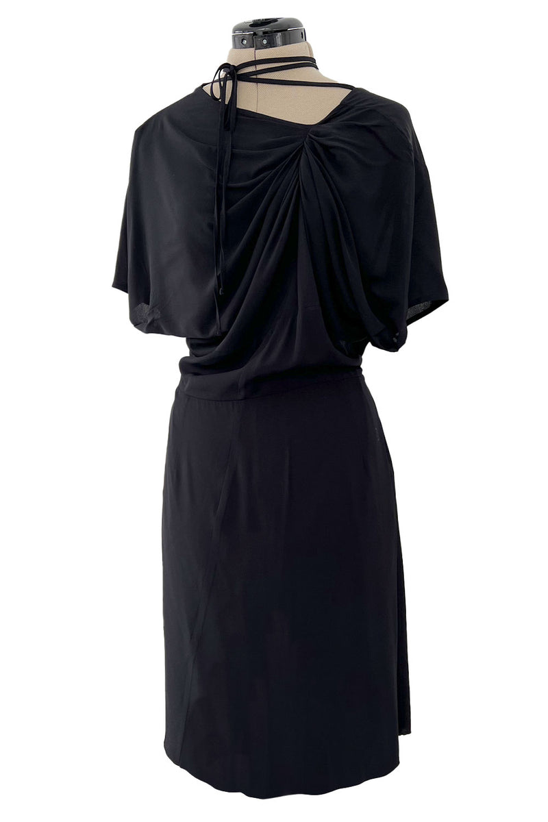 Prettiest 2000s Marni by Consuelo Castiglioni Deep Blue Black Silk Draped Dress