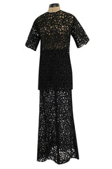 Resort 2015 Valentino Bold Black Lace Full Length Skirt w Matching Tunic / Mini Dress Set