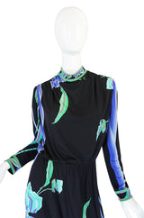 1970s Vivid Print Silk Jersey Print Leonard Maxi Dress
