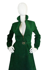 1972 Green Ultrasuede Halston Dress with Belt