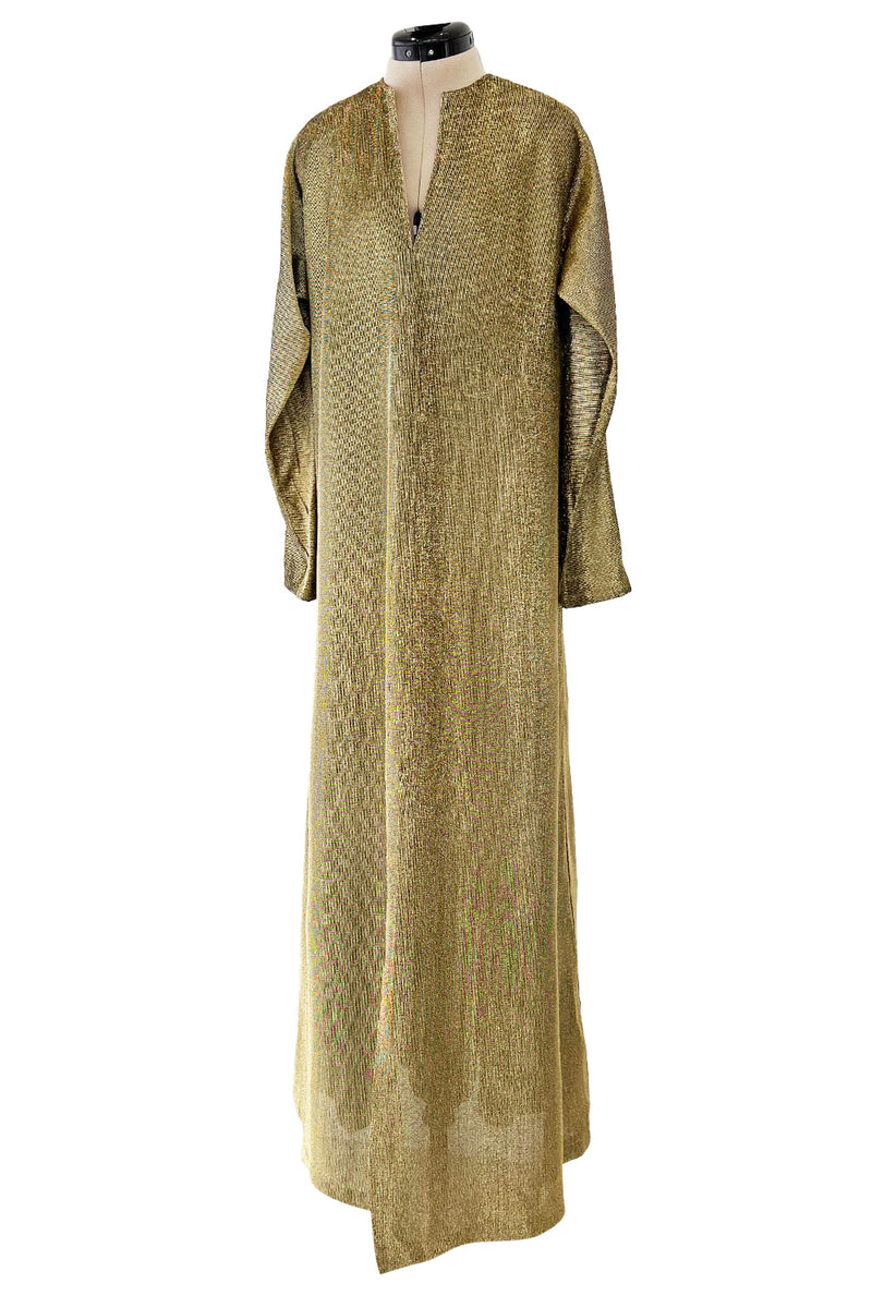 Fantastic 1970s Halston Metallic Gold Lame Lurex Full Length Caftan Dr Shrimpton Couture Fantastic 1970s Halston Metallic Gold Lame Lurex Full Length Caftan Dr Shrimpton Couture