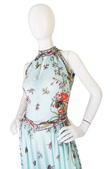 1970s Maurice Mushroom & Butterfly Jersey Dress