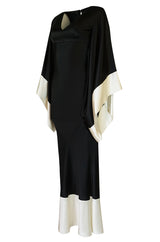 Recent Alexander McQueen Kimono Sleeve Black & White Silk Dress