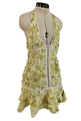 Exceptional Spring 2003 Gucci by Tom Ford Rare Runway Pale Yellow Feather Mini Dress