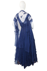 Late 1940s Norman Hartnell Attr Couture Net Gown