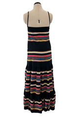 Prettiest Spring 1977 Christian Dior by Marc Bohan Black Cotton Jersey Striped Dress