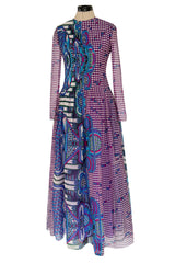Gorgeous Spring 1972 Pierre Cardin Printed Silk Gazaar Dress w Fine Pleat Detailing